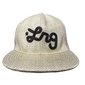 LRG Hat‎ Cap Strap Back One Size Mens Beige Woven Straw Logo Script True RARE